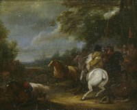 Lot 218 - After Adam Frans van der Meulen
A CAVALRY SKIRMISH
Oil on canvas
25 x 30cm
