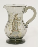 Lot 42 - An Émile Gallé smoky glass and enamelled poem jug