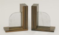 Lot 139 - A pair of Art Deco Macassar ebony and chrome bookends