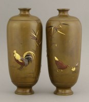 Lot 370 - A well decorated pair of metal onlaid bronze Vases