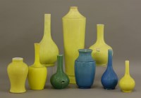 Lot 465 - Six yellow-glazed vases