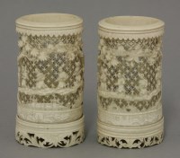 Lot 193 - A pair of pierced ivory Brush Pots
