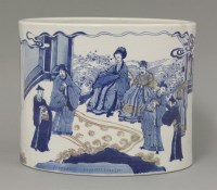 Lot 473 - An underglaze blue and copper-red bitong