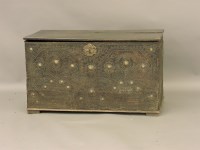 Lot 1541 - An early studded leather trunk