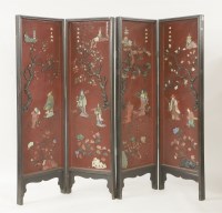 Lot 1584 - A 19th century hongmu four-fold screen
