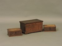 Lot 1595 - A 19th century oak miniature blanket box