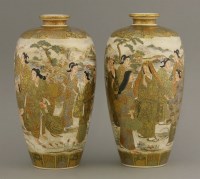 Lot 349 - A pair of Kyoto 'Satsuma' Vases