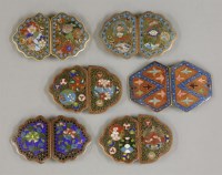 Lot 364 - Six cloisonné Buckles