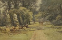 Lot 170 - John Gutteridge Sykes (1866-1941)
A WOODED LANDSCAPE WITH CATTLE
Signed l.l.