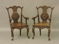 Lot 1600 - A pair of Anglo Chinese hardwood chairs