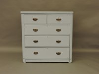 Lot 1613 - A late Victorian blue painted chest of two short and three long drawers
