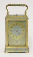 Lot 313 - A French gilt brass and blue enamel carriage clock