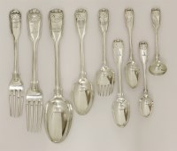Lot 77 - A Victorian silver fiddle thread and shell pattern flatware service
