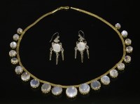 Lot 426 - A gold moonstone fringe necklace