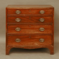 Lot 802 - A small George III strung mahogany chest of four long drawers