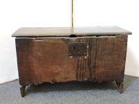 Lot 786 - A small 17th century oak six plank coffer