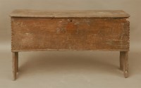 Lot 764 - An 18th century oak six plank coffer