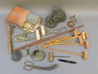 Lot 330 - A box with table croquet mallets only