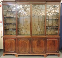 Lot 655 - A large mahogany breakfront bookcase