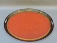 Lot 683 - A 19th century oval painted tole ware tray