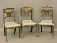 Lot 735 - Three Regency penwork decorated chairs