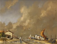 Lot 234 - Gudron Sibbons (b.1925)
‘BRINGING IN THE NETS’
Signed l.l.
