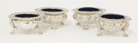 Lot 100 - A set of four William IV silver salts