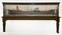 Lot 58 - A mahogany cased half ship model 'Mobiloil'