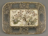 Lot 377 - A silver-mounted Shibayama Tray
