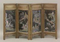 Lot 214 - A rare four-fold black-lacquered Table Screen