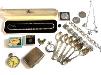 Lot 77 - A set of six monogrammed silver teaspoons