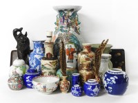 Lot 346 - A variety of Asian collectables comprising: A Chinese famille rose vase