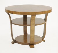 Lot 171 - An Art Deco walnut three-tier circular coffee table