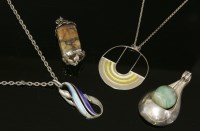 Lot 236 - A sterling silver and enamel pendant