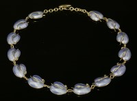 Lot 235 - A Danish sterling silver and guilloché enamel leaf necklace