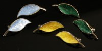 Lot 238 - Three pairs of sterling silver guilloché enamel earrings