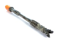 Lot 57 - Eastern white metal and butterscotch cigarette holder