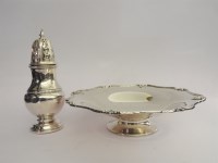 Lot 177 - A hallmarked silver tazza and a sugar shaker