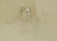 Lot 141 - John Stanton Ward RA (1917-2007)
STUDY OF A SEATED GIRL HOLDING A TEACUP
Signed and dated 1970 l.r.