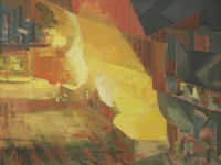 Lot 256 - Modern British School
VIEW OF THE INSIDE OF A STEELWORKS
Indistinctly signed 'Robert...' l.l.