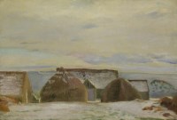 Lot 222 - Sir William Rothenstein (1872-1945)
'RICKYARD IN WINTER'
Signed and inscribed 'no 58' verso
