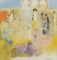 Lot 324 - Leo McDowell (1936-2011)
'ARRIVAL OF THE WHITE HORSEMEN'