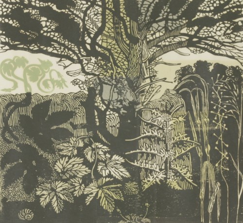 Lot 14 - Richard Bawden (b.1936)
'IN THE GARDEN'
Linocut