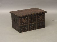 Lot 710 - A Zanzibar hardwood and brass mounted spice chest