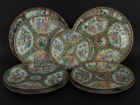 Lot 294 - Nine 19th century Canton enamel Famille rose plates