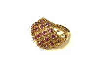 Lot 61 - A 9ct gold bombé ring