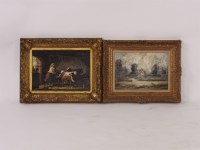 Lot 538 - GIRL WITH CALVES
rustic landscape
27cm x 30cm approximately
and another