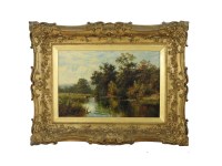 Lot 395 - J Caffyn
LATE 19TH CENTURY ENGLISH SCHOOL
A RIVER BANK SCENE
Oil on canvas