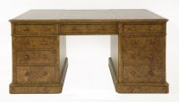 Lot 575 - A Victorian and later burr ash partner's desk