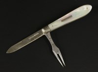 Lot 51 - An early 20th century silver and mother-of-pearl handled folding knife and fork